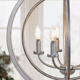 Progress Lighting Fairwood 5-Light Antique White and Galvanized Farmhouse Globe Medium Hanging Pendant Light