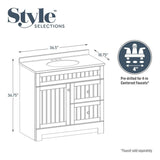 Style Selections Ellenbee 36.5-in White Single Sink Bathroom Vanity with White Cultured Marble Top