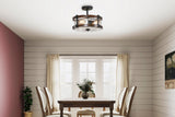 Kichler Barrington 14.75-in Distressed Black and Wood Tone Rustic Semi-Flush Mount Light, 3-Light