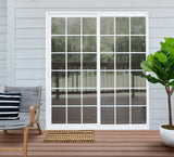 Pella 150 Series 72-in x 80-in 4-9/16-in Low-E Argon Grilles-Between-the-Glass White Vinyl Universal Sliding Double Patio Door