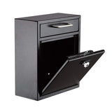 Black Medium Drop Box Wall Mounted Locking Mail Box with Key and Combination lock - Super Arbor