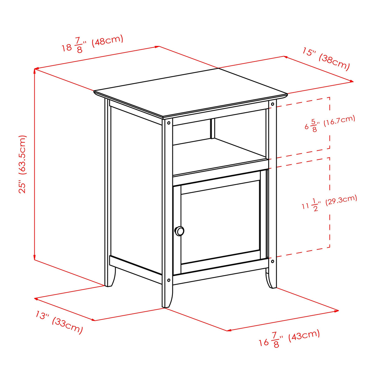Winsome Wood Henry Natural Wood Nightstand with Open Storage Compartment and Cabinet Storage