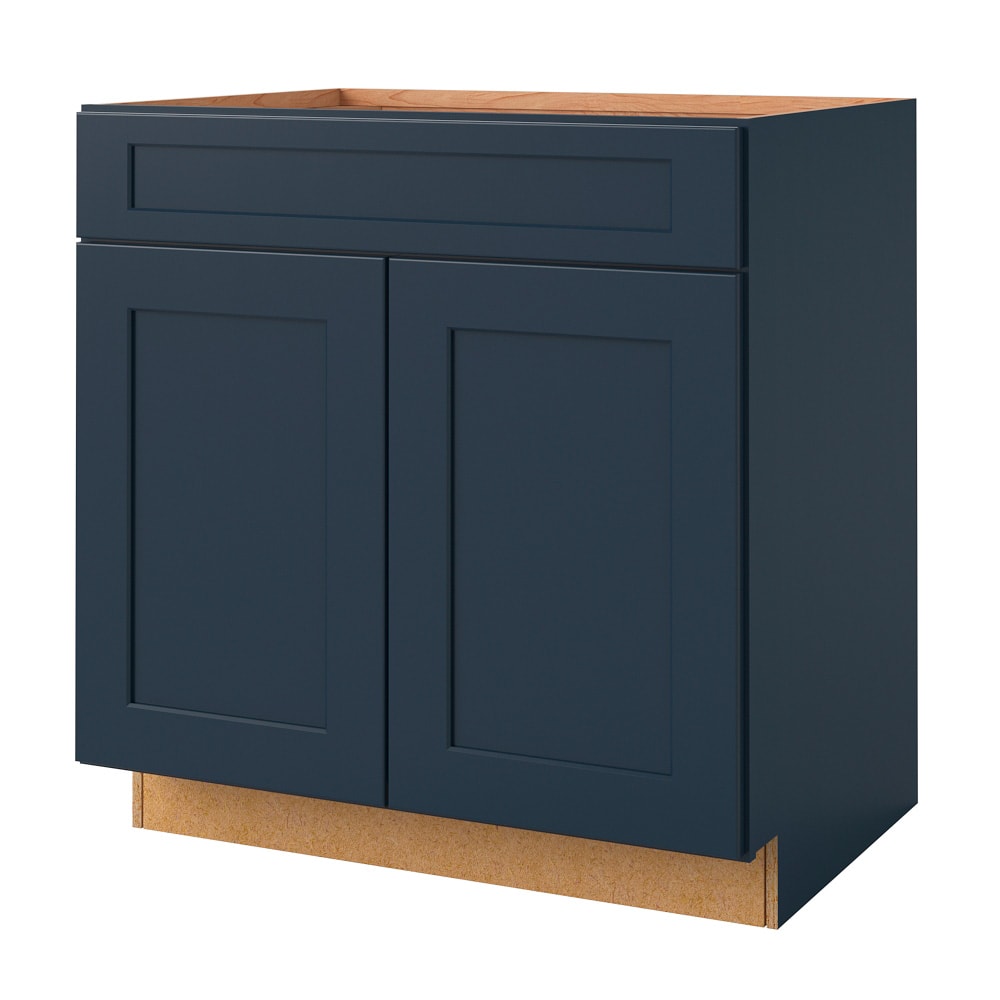 allen + roth Port 33-in W x 34.5-in H x 24-in D Navy 1-Drawer Base Fully Assembled Cabinet (Flat Panel Shaker Style)