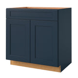 allen + roth Port 33-in W x 34.5-in H x 24-in D Navy 1-Drawer Base Fully Assembled Cabinet (Flat Panel Shaker Style)