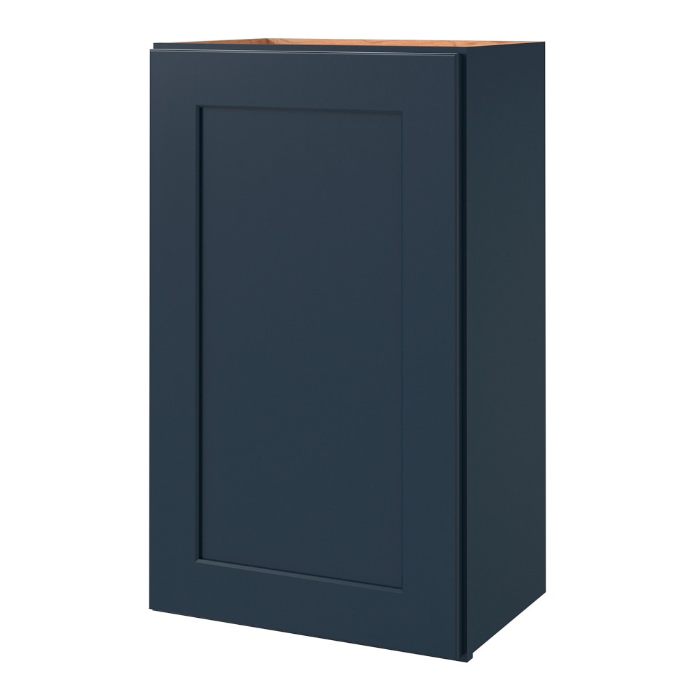 allen + roth Port 18-in W x 30.125-in H x 12-in D Navy Wall Fully Assembled Cabinet (Flat Panel Shaker Door Style)
