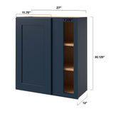 allen + roth Port 27-in W x 30.125-in H x 12-in D Navy Blind Corner Wall Fully Assembled Cabinet (Flat Panel Shaker Style)