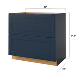 allen + roth Port 36-in W x 34.5-in H x 24-in D Navy 2-Drawer Base Fully Assembled Cabinet (Flat Panel Style)