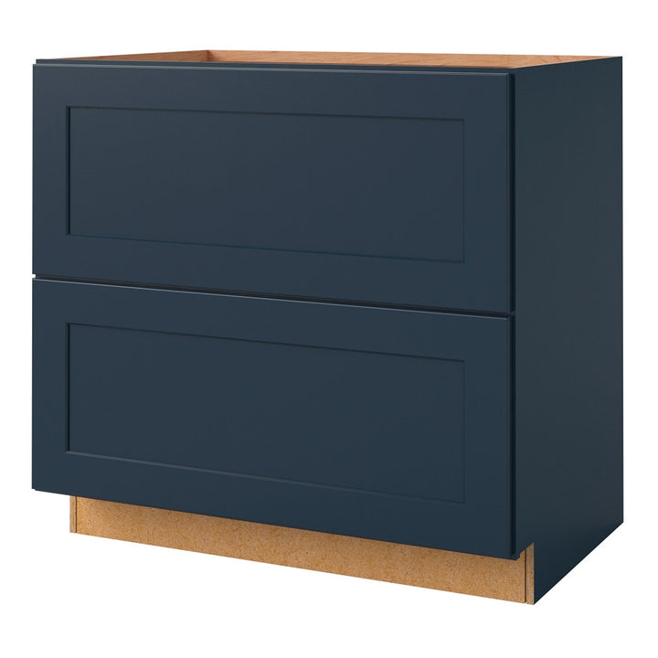 allen + roth Port 36-in W x 34.5-in H x 24-in D Navy 2-Drawer Base Fully Assembled Cabinet (Flat Panel Style)