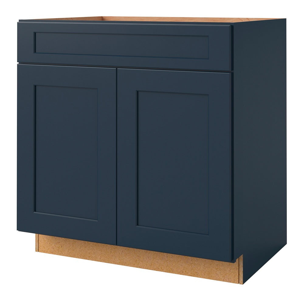 allen + roth Port 33-in W x 34.5-in H x 24-in D Navy Sink Base Fully Assembled Cabinet (Flat Panel Shaker Style)