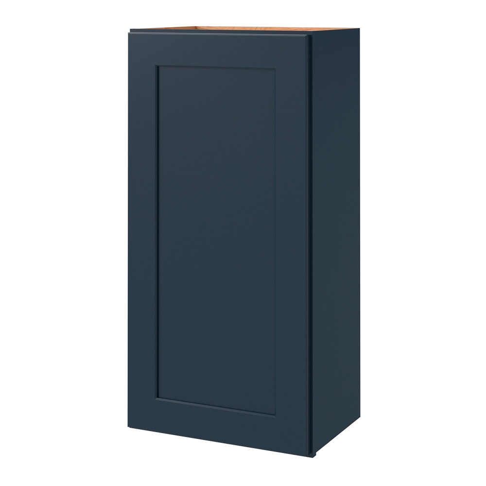 allen + roth Port 18-in W x 36.125-in H x 12-in D Navy Wall Fully Assembled Cabinet (Flat Panel Shaker Door Style)