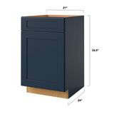 allen + roth Port 21-in W x 34.5-in H x 24-in D Navy 1-Drawer Base Fully Assembled Cabinet (Flat Panel Shaker Style)