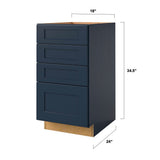 allen + roth Port 18-in W x 34.5-in H x 24-in D Navy 4-Drawer Base Fully Assembled Cabinet (Flat Panel Style)