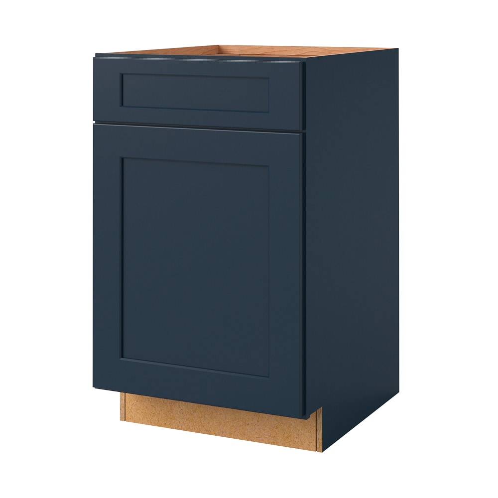 allen + roth Port 21-in W x 34.5-in H x 24-in D Navy 1-Drawer Base Fully Assembled Cabinet (Flat Panel Shaker Style)