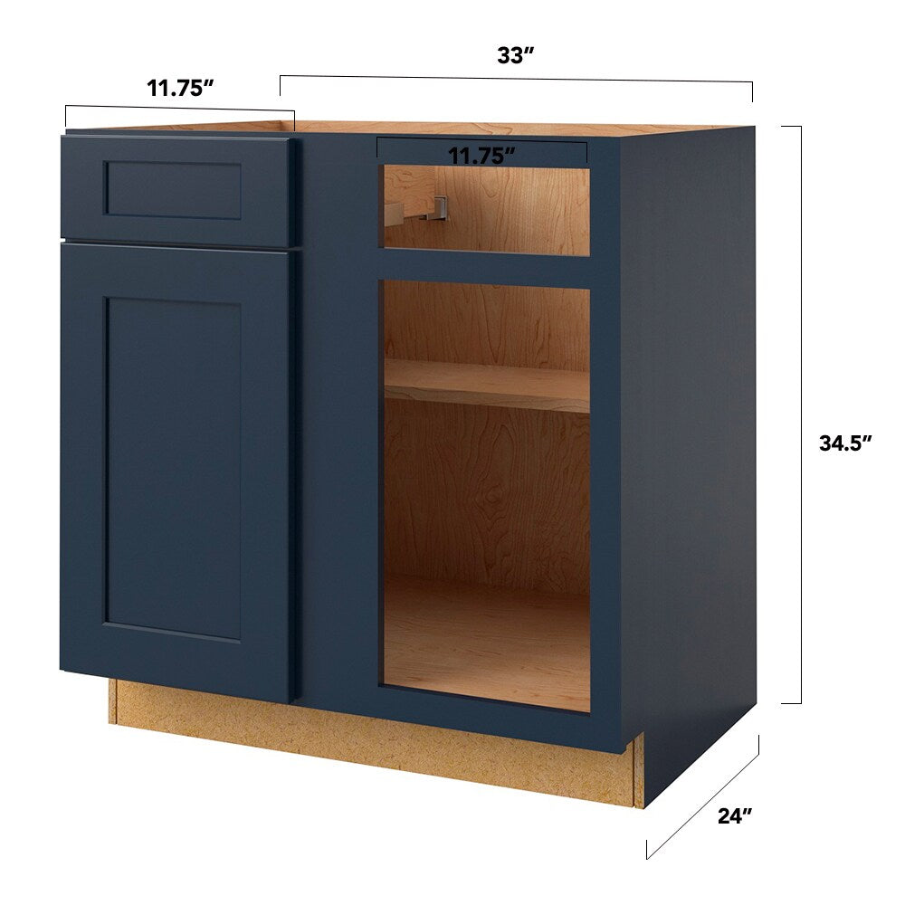 allen + roth Port 27-in W x 34.5-in H x 24-in D Navy Blind 1-Drawer Base Fully Assembled Cabinet (Flat Panel Shaker Style)