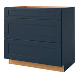 allen + roth Port 36-in W x 34.5-in H x 24-in D Navy 3-Drawer Base Fully Assembled Cabinet (Flat Panel Style)