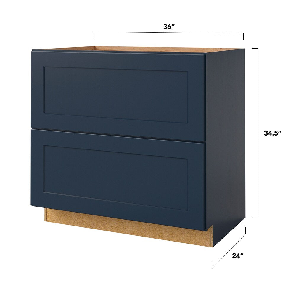 allen + roth Port 36-in W x 34.5-in H x 24-in D Navy 3-Drawer Base Fully Assembled Cabinet (Flat Panel Style)