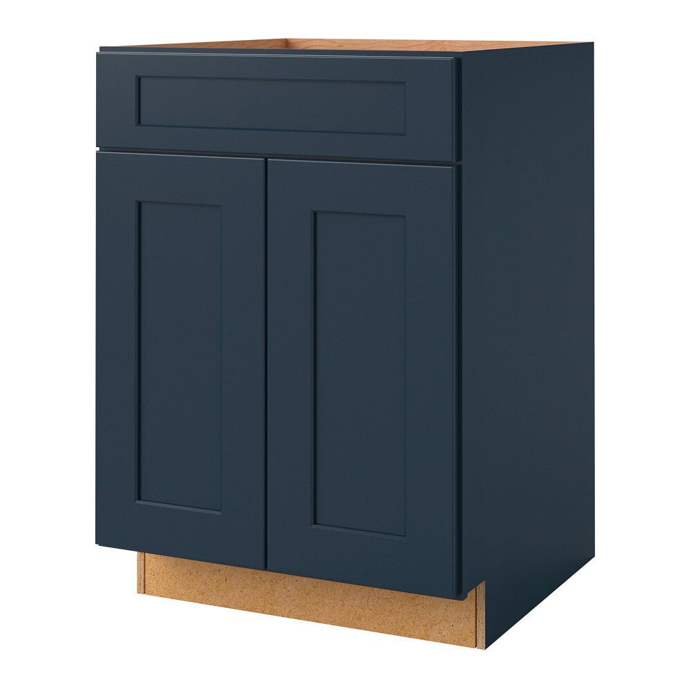 allen + roth Port 24-in W x 34.5-in H x 24-in D Navy Sink Base Fully Assembled Cabinet (Flat Panel Shaker Style)