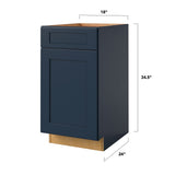 allen + roth Port 18-in W x 34.5-in H x 24-in D Navy 1-Drawer Base Fully Assembled Cabinet (Flat Panel Shaker Style)