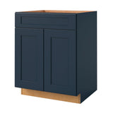allen + roth Port 27-in W x 34.5-in H x 24-in D Navy 1-Drawer Base Fully Assembled Cabinet (Flat Panel Shaker Style)