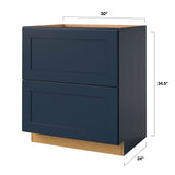 allen + roth Port 30-in W x 34.5-in H x 24-in D Navy 2-Drawer Base Fully Assembled Cabinet (Flat Panel Style)