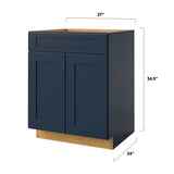 allen + roth Port 27-in W x 34.5-in H x 24-in D Navy 1-Drawer Base Fully Assembled Cabinet (Flat Panel Shaker Style)