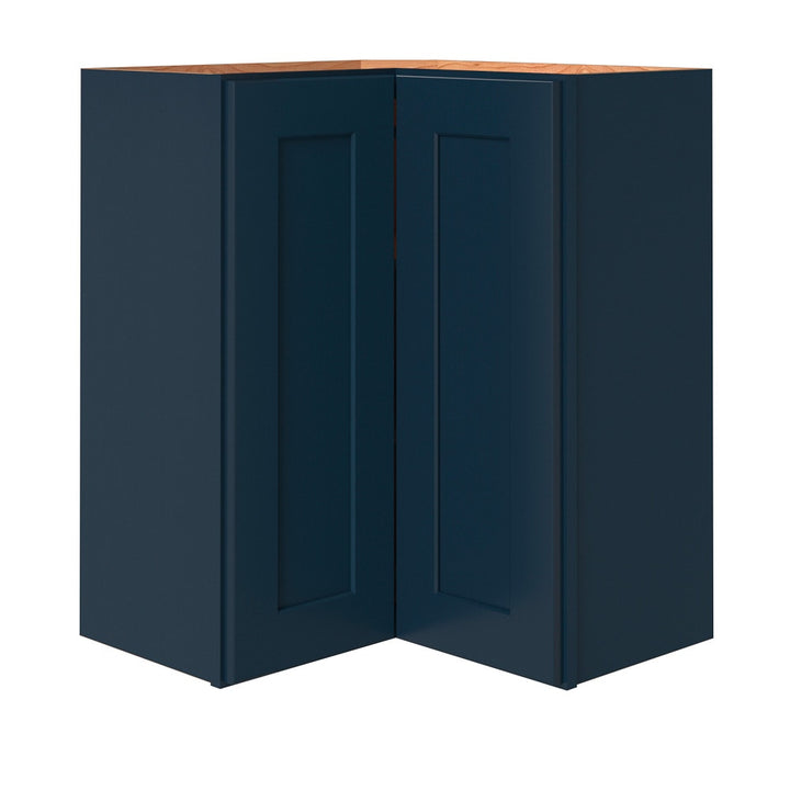 allen + roth Port 24-in W x 30.125-in H x 12-in D Navy Diagonal Corner Wall Fully Assembled Cabinet (Flat Panel Shaker Style)