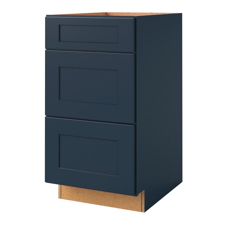 allen + roth Port 18-in W x 34.5-in H x 24-in D Navy 3-Drawer Base Fully Assembled Cabinet (Flat Panel Style)