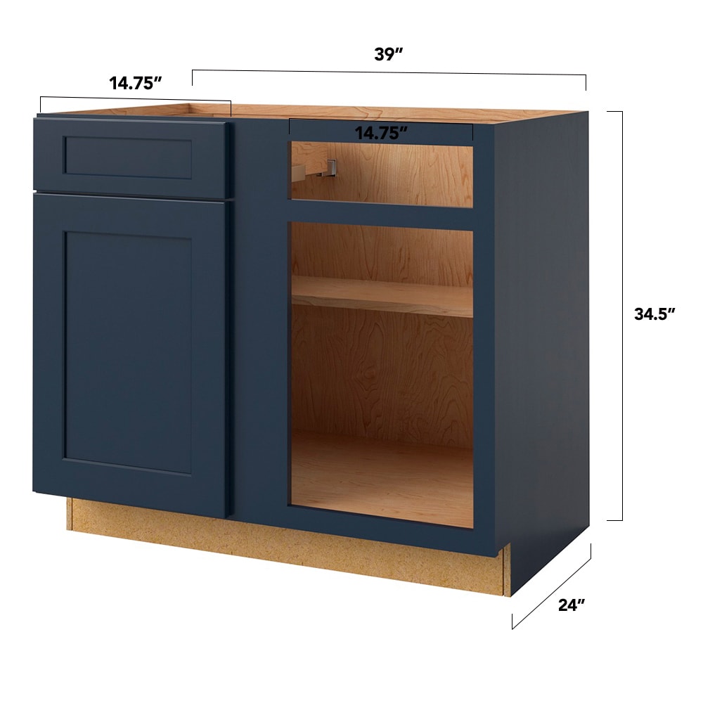allen + roth Port 39-in W x 34.5-in H x 24-in D Navy Blind 1-Drawer Base Fully Assembled Cabinet (Flat Panel Shaker Style)