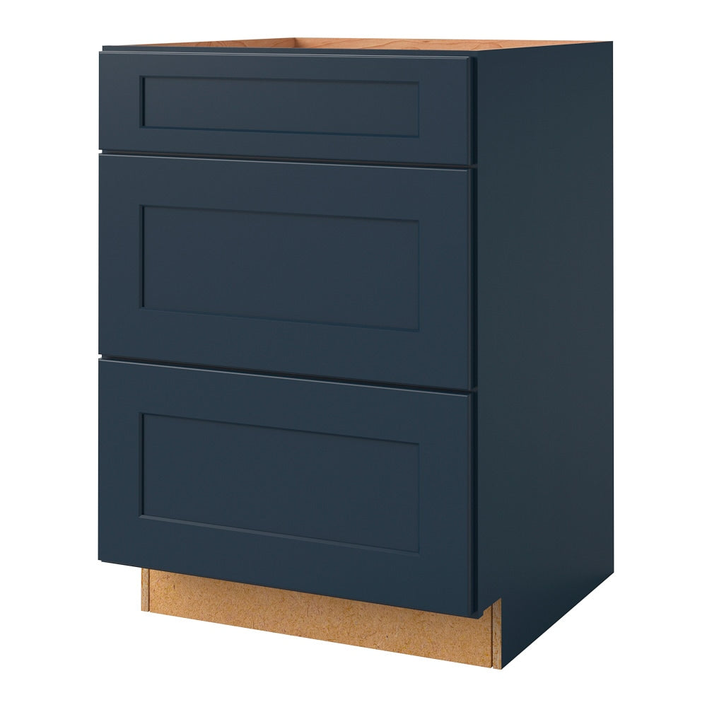 allen + roth Port 24-in W x 34.5-in H x 24-in D Navy 3-Drawer Base Fully Assembled Cabinet (Flat Panel Style)