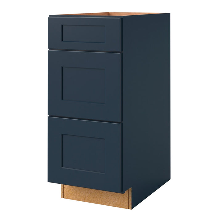 allen + roth Port 15-in W x 34.5-in H x 24-in D Navy 3-Drawer Base Fully Assembled Cabinet (Flat Panel Style)