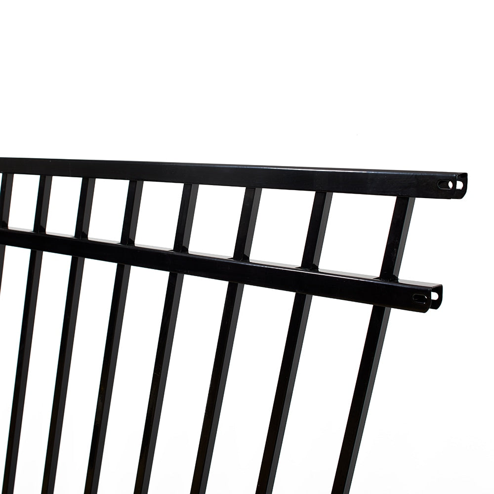 Fortress Building Products Versai 5-ft H x 8-ft W Gloss Black Steel Spaced Picket Flat-top Privacy Fence Panel