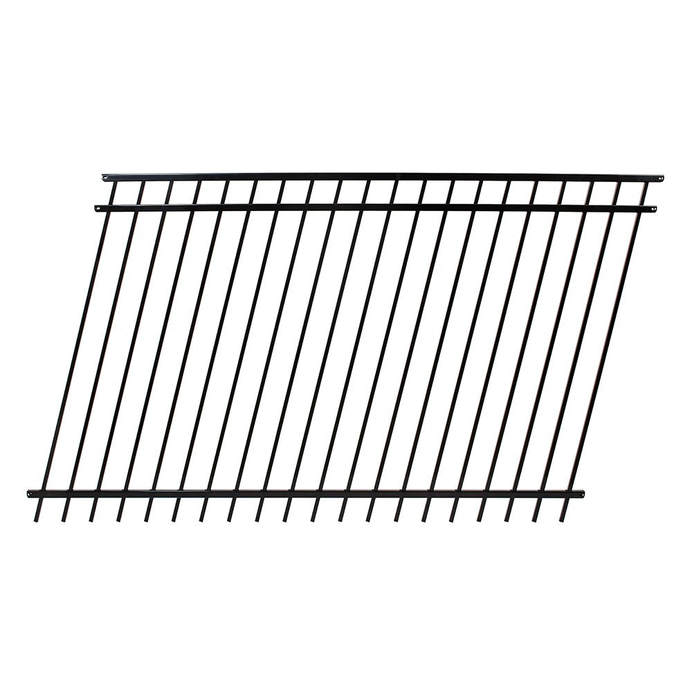 Fortress Building Products Versai 5-ft H x 8-ft W Gloss Black Steel Spaced Picket Flat-top Privacy Fence Panel