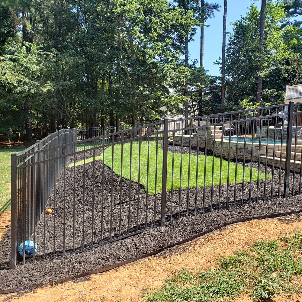 Fortress Building Products Athens 4-ft H x 6-ft W Gloss Black Aluminum Spaced Picket Flat-top Privacy Fence Panel