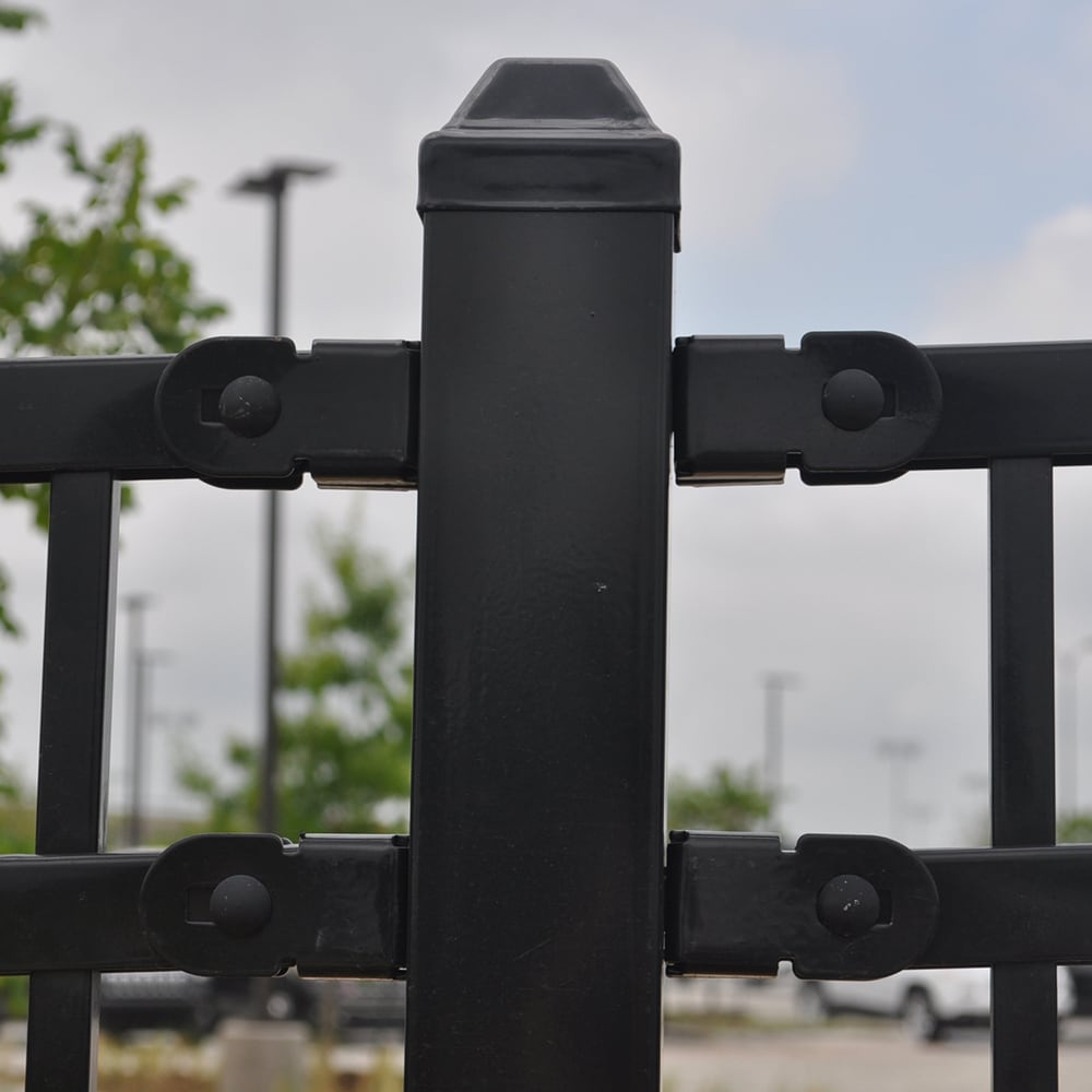 Fortress Building Products Versai 7-ft H x 2-in W Gloss Black Galvanized Steel Spaced Picket Privacy Fence Post