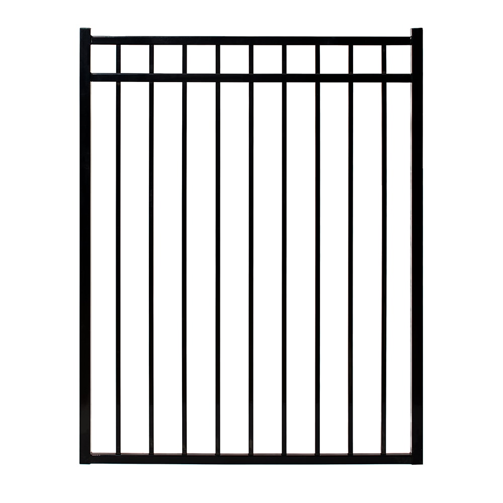 Fortress Building Products Athens 4-ft H x 5-ft W Gloss Black Powder-coated Aluminum Spaced Picket Flat-top Privacy Walk-thru Fence Gate