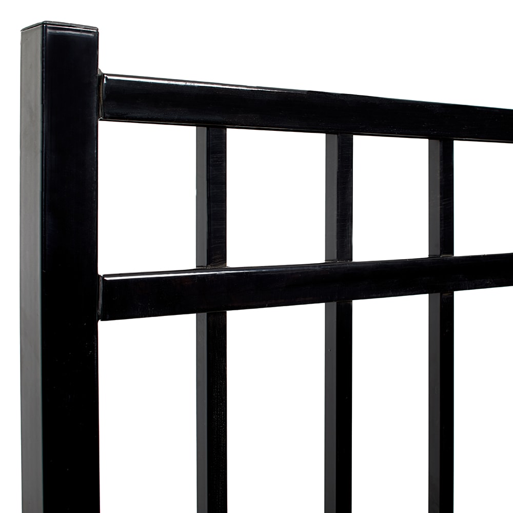 Fortress Building Products Athens 4-ft H x 5-ft W Gloss Black Powder-coated Aluminum Spaced Picket Flat-top Privacy Walk-thru Fence Gate