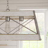 Progress Lighting Bradberry 5-Light Antique White with Galvanized Accents Linear Chandelier, 33.62-in