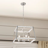 Progress Lighting Bradberry 5-Light Antique White with Galvanized Accents Farmhouse Lantern Pendant Light, 18.12-in