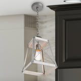Progress Lighting Bradberry Antique White with Galvanized Accents Farmhouse Lantern Pendant Light, 9.125-in W x 16.875-in H