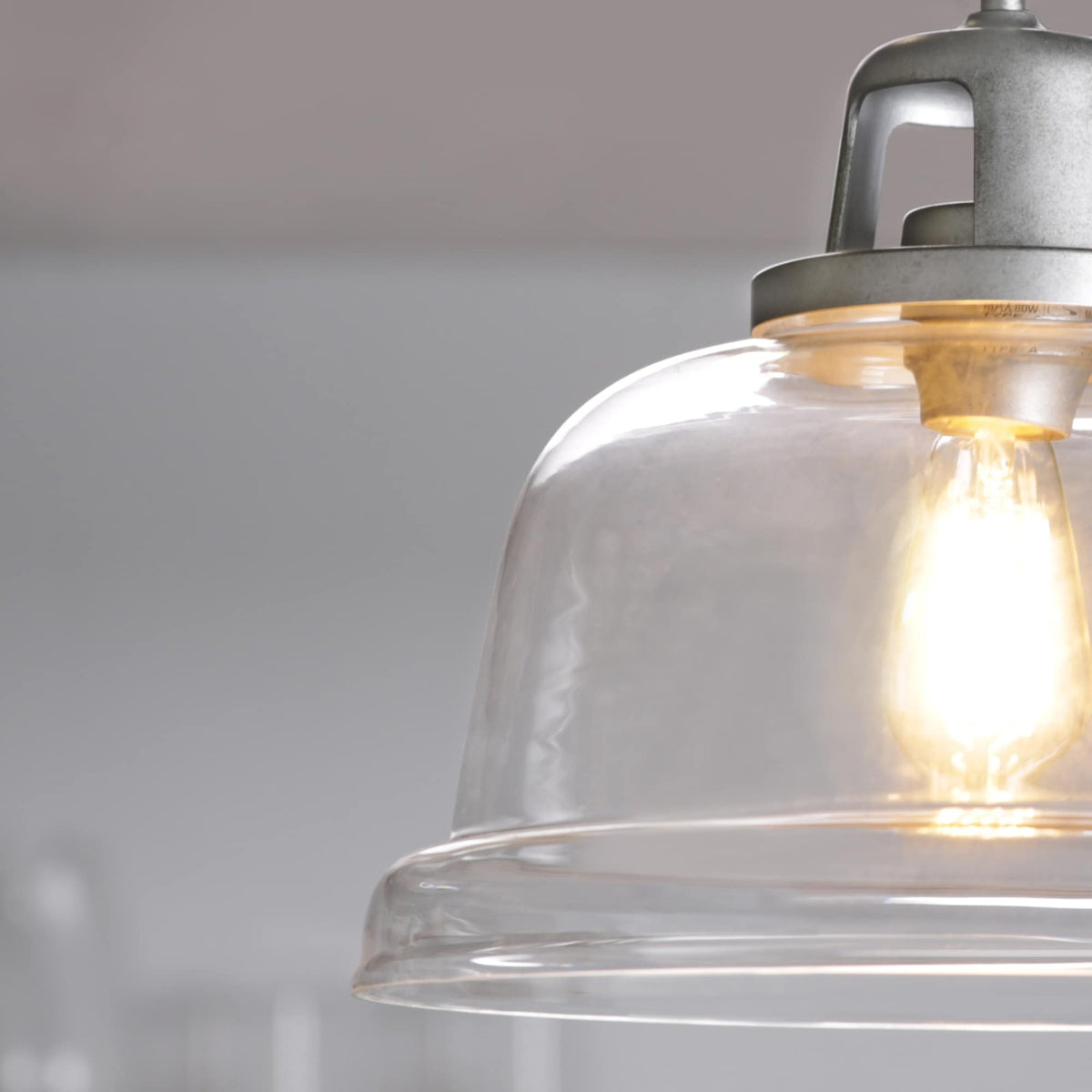 Progress Lighting Embellish Galvanized Coastal Clear Glass Bell Pendant Light, 14-in Width