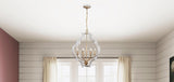 Progress Lighting Teigen 6-Light Antique White and Vintage Gold Transitional Geometric Large Hanging Pendant Light