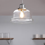 Progress Lighting Embellish Galvanized Coastal Clear Glass Bell Pendant Light, 14-in Width