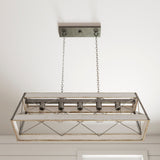 Progress Lighting Bradberry 5-Light Antique White with Galvanized Accents Linear Chandelier, 33.62-in