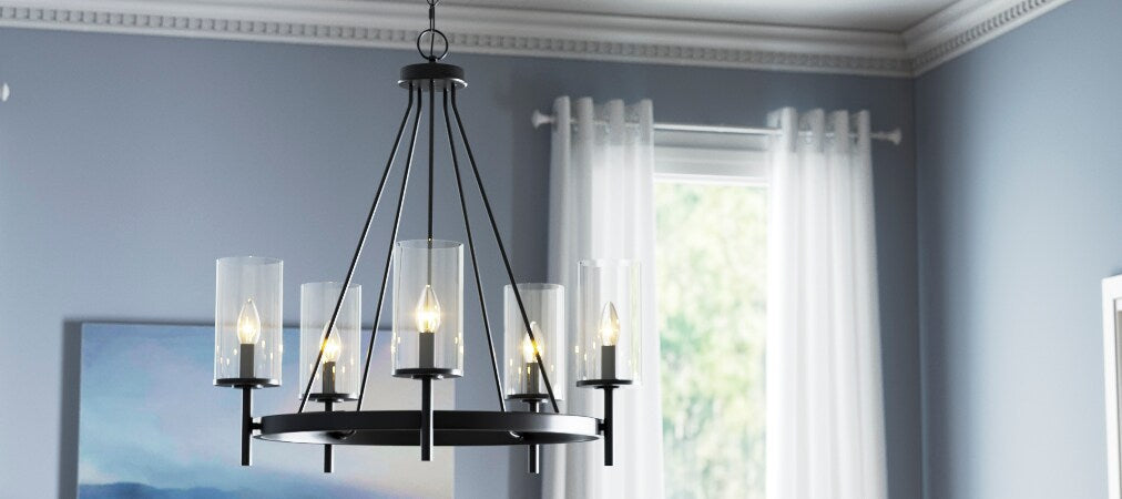 Progress Lighting Strahan 5-Light Black Transitional Chandelier