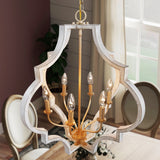 Progress Lighting Teigen 6-Light Antique White and Vintage Gold Transitional Geometric Large Hanging Pendant Light