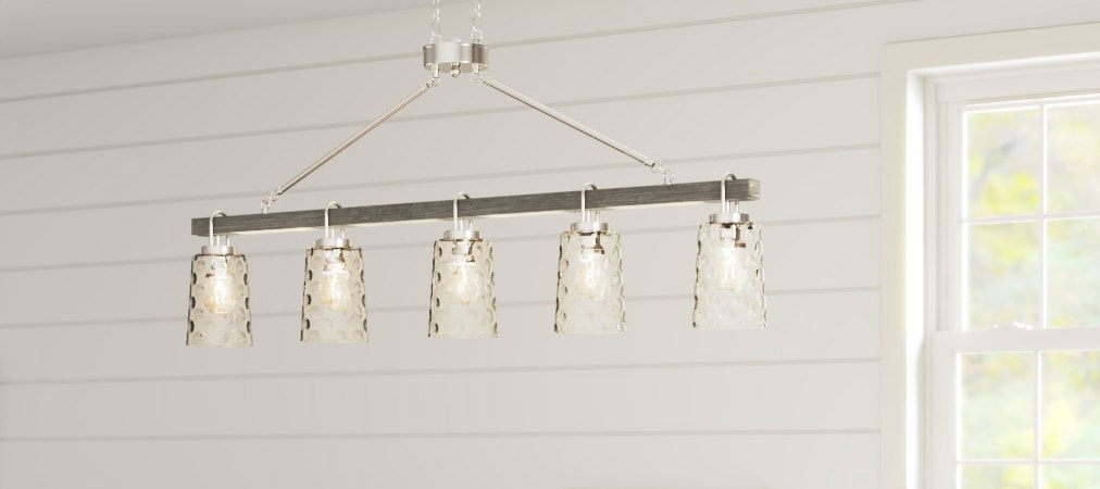 Progress Lighting Tiana 5-Light Driftwood and Brushed Nickel Transitional Chandelier, 45.5-in W x 22-in H
