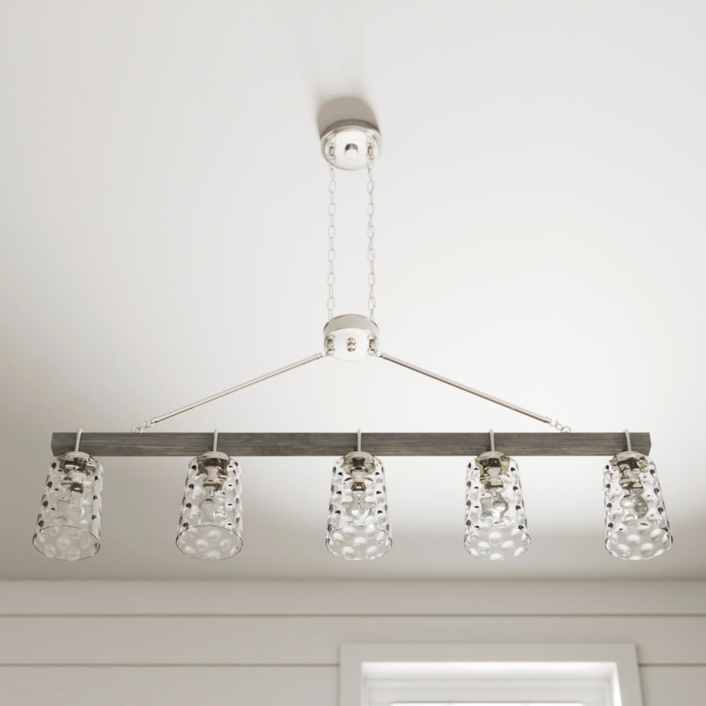 Progress Lighting Tiana 5-Light Driftwood and Brushed Nickel Transitional Chandelier, 45.5-in W x 22-in H