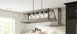 Progress Lighting Bradberry 5-Light Weathered Oak and Graphite Farmhouse Linear Large Hanging Kitchen Island Light