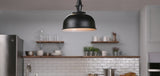 Progress Lighting Impress Black Industrial Dome Pendant Light, 16-in W x 15.125-in H