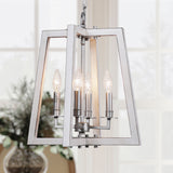 Progress Lighting Forrester 4-Light Antique White and Galvanized Farmhouse Square Medium Hanging Pendant Light
